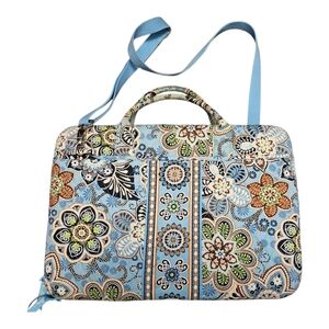 Vera Bradley 17"x12" Bali Blue Floral Hard Sided Laptop Bag Adjustable Strap